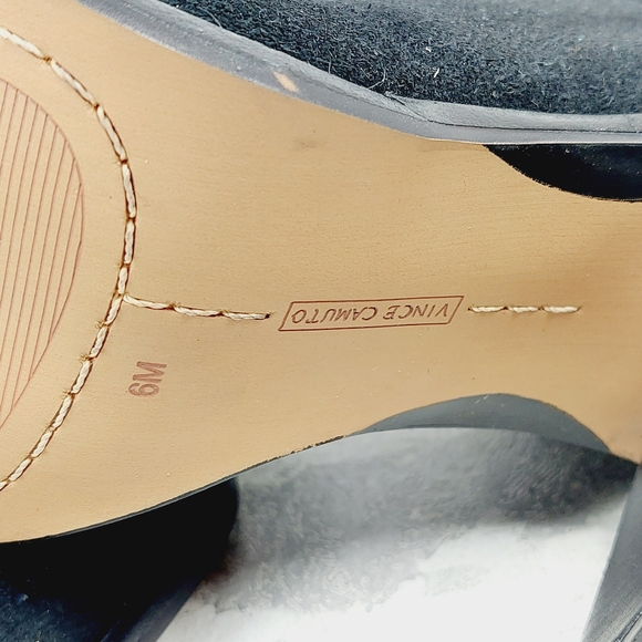 New Vince Camuto Perlanie Leather Black Pointy Toe Heel Knee Hight Boot T166 - Picture 9 of 13